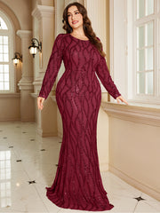 Royal Blue Lace Pocket Plus‑Size Mermaid Evening Dress