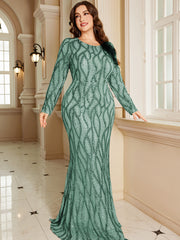 Royal Blue Lace Pocket Plus‑Size Mermaid Evening Dress