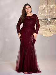 Plus Size Sequin Mesh Stitching Dress