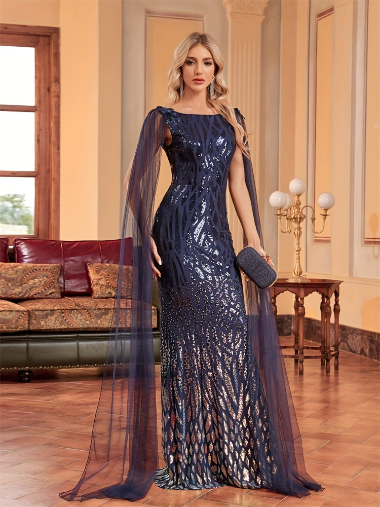 Sequin Applique Mesh Splicing Dress | XUIBOL