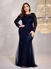 Plus Size Sequin Mesh Stitching Dress