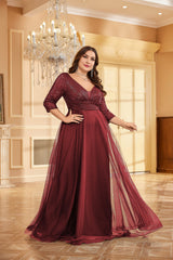 VNeck Sequin Evening Dress