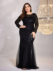 Plus Size Sequin Mesh Stitching Dress