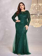 Plus Size Sequin Mesh Stitching Dress