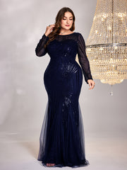 Plus Size Sequin Mesh Stitching Dress