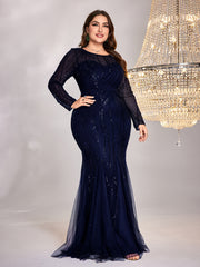 Plus Size Sequin Mesh Stitching Dress