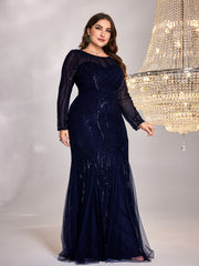Plus Size Sequin Mesh Stitching Dress