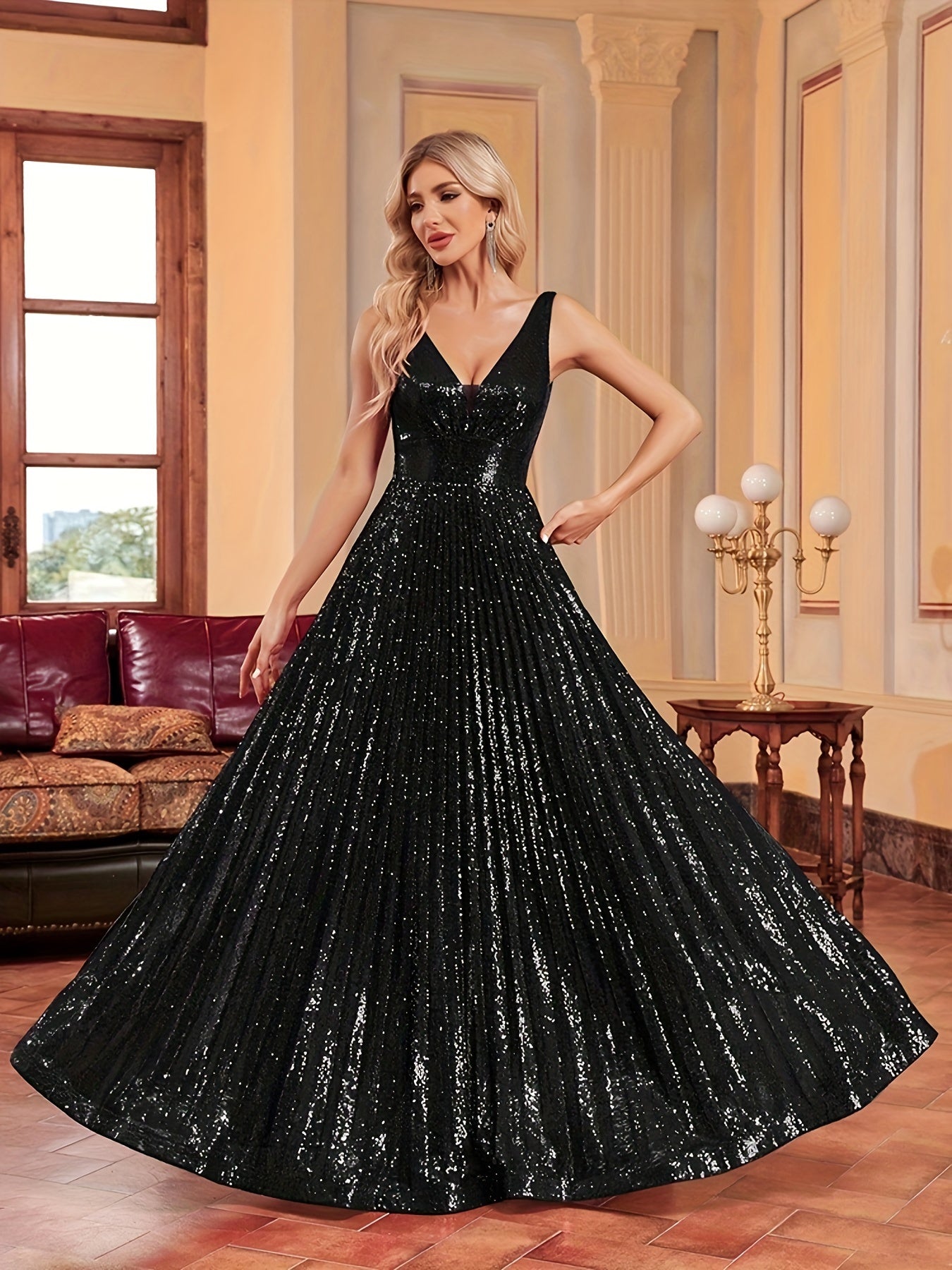 Solid Pleated Sleeveless Bridesmaid Dress | XUIBOL