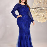 Plus Size Sequin Mesh Stitching Dress