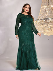 Plus Size Sequin Mesh Stitching Dress