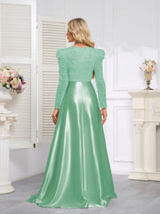 Dark Blue Satin Sequin Maxi Dress