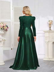 Dark Blue Satin Sequin Maxi Dress