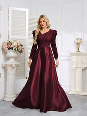 Dark Blue Satin Sequin Maxi Dress