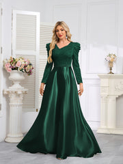 Dark Blue Satin Sequin Maxi Dress