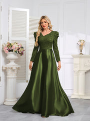 Dark Blue Satin Sequin Maxi Dress