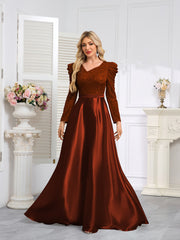 Dark Blue Satin Sequin Maxi Dress