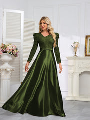 Dark Blue Satin Sequin Maxi Dress