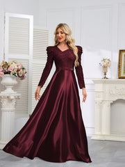 Dark Blue Satin Sequin Maxi Dress