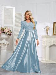 Dark Blue Satin Sequin Maxi Dress