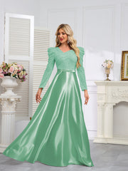 Dark Blue Satin Sequin Maxi Dress