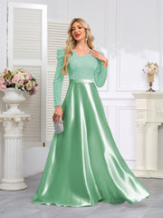 Dark Blue Satin Sequin Maxi Dress