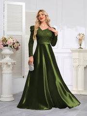 Dark Blue Satin Sequin Maxi Dress