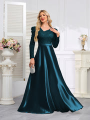 Dark Blue Satin Sequin Maxi Dress