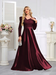 Dark Blue Satin Sequin Maxi Dress