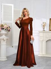 Dark Blue Satin Sequin Maxi Dress