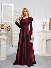 Dark Blue Satin Sequin Maxi Dress