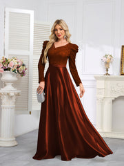 Dark Blue Satin Sequin Maxi Dress