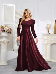 Dark Blue Satin Sequin Maxi Dress