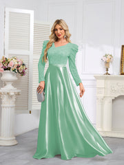 Dark Blue Satin Sequin Maxi Dress