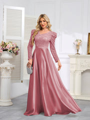 Dark Blue Satin Sequin Maxi Dress