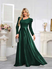 Dark Blue Satin Sequin Maxi Dress