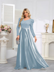 Dark Blue Satin Sequin Maxi Dress