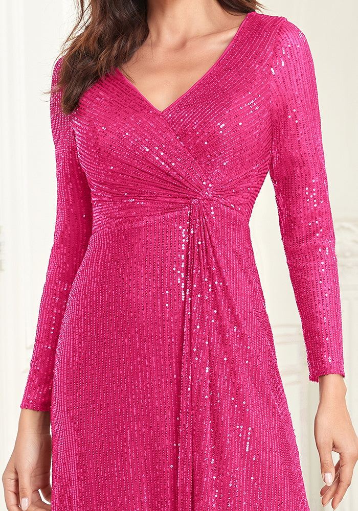 Beaded V-neck Elegant Evening Dresses | XUIBOL