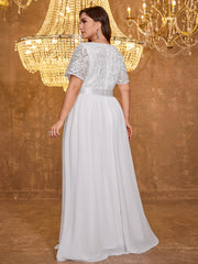 Embroidered Mesh Evening Dress
