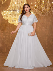 Embroidered Mesh Evening Dress