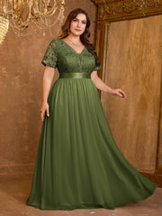 Embroidered Mesh Evening Dress
