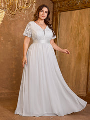 Embroidered Mesh Evening Dress