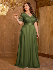 Embroidered Mesh Evening Dress