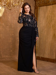 Plus Size Sequin Slit Dress