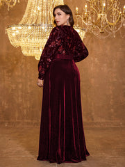 V-Neck Long Sleeve Sequin Dress