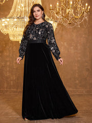 V-Neck Long Sleeve Sequin Dress