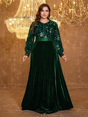 V-Neck Long Sleeve Sequin Dress