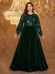 V-Neck Long Sleeve Sequin Dress