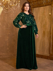 V-Neck Long Sleeve Sequin Dress