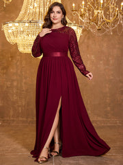 Elegant Round Neck Patchwork Heavy-Duty Long Sleeved Sequined Dress