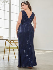 Stripe pattern plus-size dresses